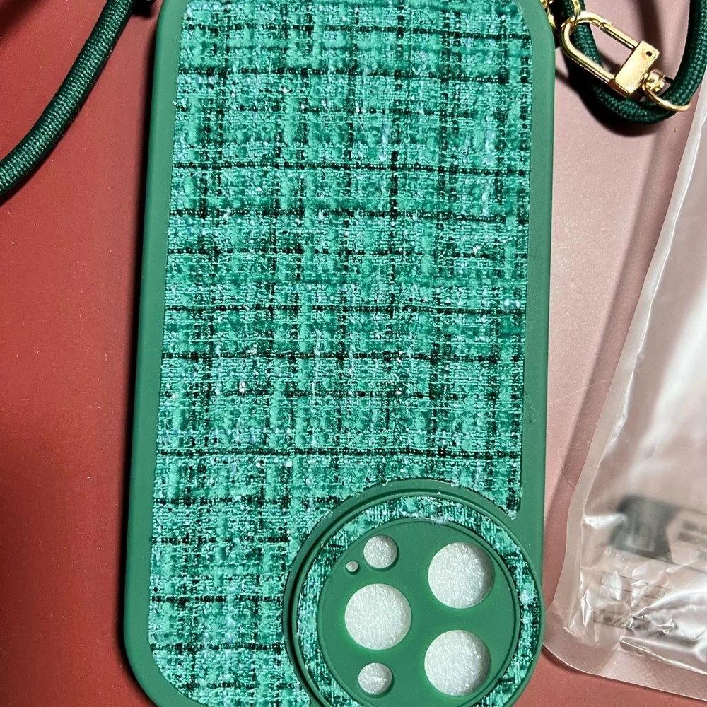 Plaid Pattern Phone Case With Lanyard for IPhone 13 Pro Max‎ NEW